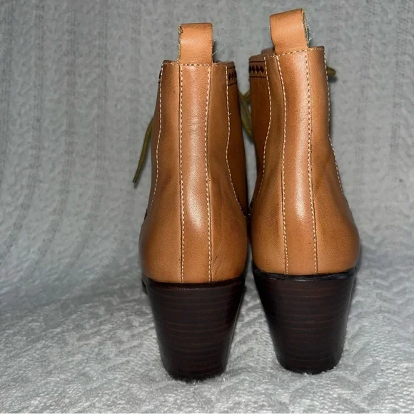 Bettye Muller Frontier Leather Lace Up Block Heel Ankle Boots • Anthropologie • - Picture 7 of 14